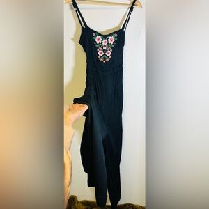 Hollister Black Embroidered Jumpsuit